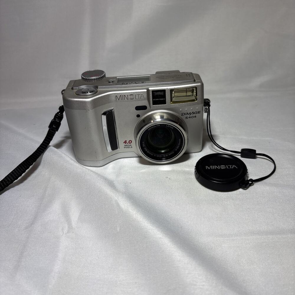 Minolta DiMAGE S404 Compact Digital Camera Silver 4.0MP 4x Zoom, Tested Working